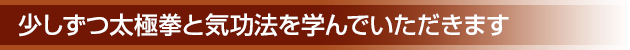 少しずつ太極拳と気功法を学んでいただきます